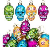 Watayo Dia De Los Muertos Lot de 12 décorations en Forme de tête de Mort en Sucre à Suspendre pour Halloween