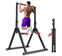 WATBKHE Chaise Romaine Power Tower Dip Station, Barre de Tractions Pliable Musculation, Hauteur Réglable, Structure triangulaire, pour Entraînement à Domicile