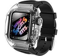 Watch Band Mod Kit ， pour la bande 45 mm 44 mm ， Sangle de montre FluororUbber ， pour la série 8 7 6 5 4 SE 44 mm Kit transparent Case transparente