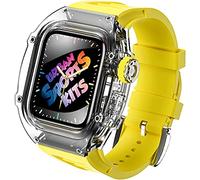 Watch Band Mod Kit ， pour la bande 45 mm 44 mm ， Sangle de montre FluororUbber ， pour la série 8 7 6 5 4 SE 44 mm Kit transparent Case transparente