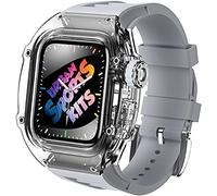 Watch Band Mod Kit ， pour la bande 45 mm 44 mm ， Sangle de montre FluororUbber ， pour la série 8 7 6 5 4 SE 44 mm Kit transparent Case transparente