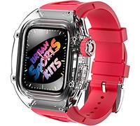 Watch Band Mod Kit ， pour la bande 45 mm 44 mm ， Sangle de montre FluororUbber ， pour la série 8 7 6 5 4 SE 44 mm Kit transparent Case transparente