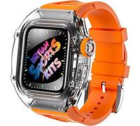 Watch Band Mod Kit ， pour la bande 45 mm 44 mm ， Sangle de montre FluororUbber ， pour la série 8 7 6 5 4 SE 44 mm Kit transparent Case transparente