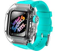 Watch Band Mod Kit ， pour la bande 45 mm 44 mm ， Sangle de montre FluororUbber ， pour la série Iwatch 8 7 6 5 4 SE 44 mm Kit de modification Case transparente