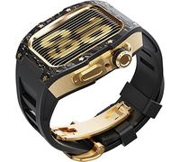 Watch Band Mod Kit ， pour la série 8 7 45 mm Solde en caoutchouc à fluor avec carton en titane en fibre de carbone ， Céxe métallique modifiée et sangle de fluororubber ， pour Iwatch 6/5/4 / SE
