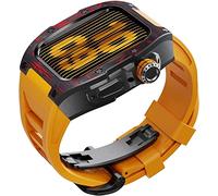 Watch Band Mod Kit ， pour la série 8 7 45 mm Solde en caoutchouc à fluor avec carton en titane en fibre de carbone ， Céxe métallique modifiée et sangle de fluororubber ， pour Iwatch 6/5/4 / SE