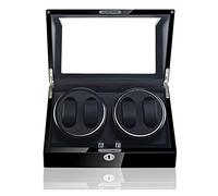 Watch Boxes 4 Watch Winder for Automatic Watches with Extremely Quiet Motor Large Capacity Wood Baking Finish Black PU Leather