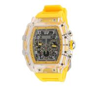 Watch des Affaires Transparente, Mode des Hommes à l'épreuve de l'eau 50m Mode Transparent pour Le Mariage (Bande Jaune)