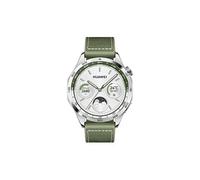 Huawei Montre connectée Watch GT 4 46 mm Argent, bracelet silicone vert, 14j, charge sans fil