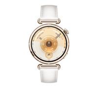 Watch GT6 GPS Boitier de 41 mm Doré avec bracelet en cuir composite, Blanc