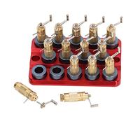 Watch Mainspring Winder Tool Set 14PCS Aluminum Alloy Watch Main Spring Winding Repair Kit with Metal Base for Watchmakers and Repair Shops Red Gold Gray