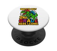 Watch Out 2nd Grade Here I Come Cool Back To School Dinosaure PopSockets PopGrip Adhésif