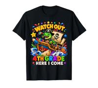 Watch Out 4th Grade Here I Come Pirate Dino Back to School T-Shirt