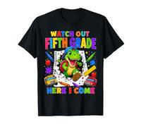 Watch Out 5th Grade Here I Come Dinosaur Back to School Kids T-Shirt