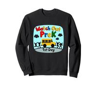 Watch Out PreK - Jalon du 1er Jour de la Maternelle Sweatshirt, Unisexe pour Adultes, Noir, M