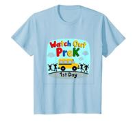 Watch Out PreK - Jalon du 1er Jour de la Maternelle T-Shirt, Enfant, Bleu Céleste, 10 Ans