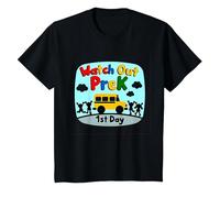 Watch Out PreK - Jalon du 1er Jour de la Maternelle T-Shirt, Enfant, Noir, 4 Ans