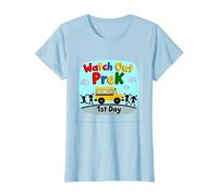 Watch Out PreK - Jalon du 1er Jour de la Maternelle T-Shirt, Femme, Bleu Céleste, M