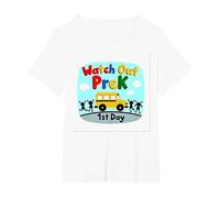 Watch Out PreK - Jalon du 1er Jour de la Maternelle T-Shirt, Femme Grandes Tailles, Blanc, 1X