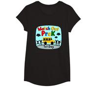 Watch Out PreK - Jalon du 1er Jour de la Maternelle T-Shirt, Fille, Noir, XS