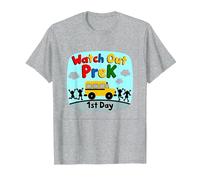 Watch Out PreK - Jalon du 1er Jour de la Maternelle T-Shirt, Homme, Gris Chiné, XL