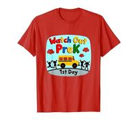 Watch Out PreK - Jalon du 1er Jour de la Maternelle T-Shirt, Homme, Rouge, XXL
