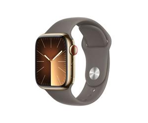 Watch Series 9 GPS + Cellulaire, boitier en Acier de 41 mm avec boucle en caoutchouc M/L, Or