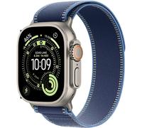 Watch Ultra 3 (2025) GPS + Cellular Boitier de 49mm Boitier en Titane Naturel avec Boucle Trail, Bleu - S/M