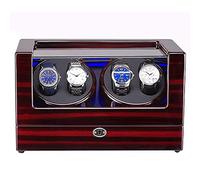 Watch Watch Winders for 4 Watches Wooden Self Winding Mechanical Watch Box with Quiet Motor Blue LED Light Self Winding (A)
