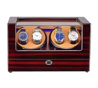 Watch Watch Winders for 4 Watches Wooden Self Winding Mechanical Watch Box with Quiet Motor Blue LED Light Self Winding (E)