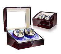 Watch Winder 4 + 6 Watch Automatic Winders Rangement Case de rangement Boîte de montre en bois Motor silencieux en bois cinq modes oreillers de montre réglable LED Backlight ouvrir le couvercle et
