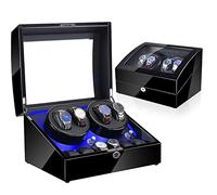 Watch Winder 4 + 6 Watch Automatic Winders Rangement Case de rangement Boîte de montre en bois Motor silencieux en bois cinq modes oreillers de montre réglable LED Backlight ouvrir le couvercle et