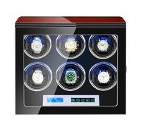 Watch Winder Automatic Watch Winder for 6 Watch Self-Winding Mechanical Watch Box Watches Rotation Storage Case Display Box with LCD Touch Screen Blue LED Light Quiet Motor for Most Wrist Watches