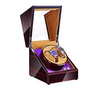 Watch Winder Automatic Winding with LED Light Watch Winder Box Soft Watch Pillow AC Adapter and Battery Powered Quiet Motor