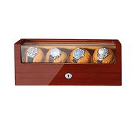 Watch Winder Box for Automatic Watches Wooden Piano Paint Exterior Soft PU Leather Watch Pillows Adapter and Battery Powered