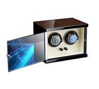 Watch Winder for 2 Automatic Watches Quiet Motors Anti-Magnetic Design with 5 Rotation Mode Setting Wooden Shell Carbon Fiber Leather Storage Box for Winding (Classic Style)