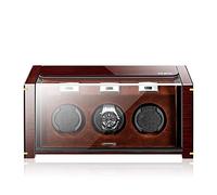 Watch Winder for 3 Watch Brown Battery, Silent Watches Winders Display Box Storage Case Brown