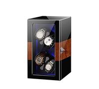 Watch Winder for 4 Mechanical Watches Wooden Watch Box Case Watch Rotator for Watch Storage Soft Flexible Watch Pillow Battery and AC Adapter Power Ebony