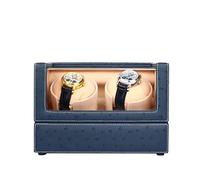 Watch Winder for All Automatic Mechanical Watch with Quiet Motor Battery Powered Blue Ostrich Skin PU Watch Winde Single Watches Box Jewelry Watch Display Box