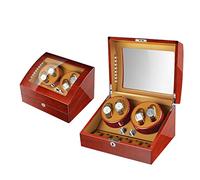 Watch Winder for Watches Automatic Wind Winder Box Luxury Wooden pour 4 Montres de Poignet + 6 boîtier de Rangement, 5 Modes de Rotation, Peinture de Piano, Moteur Silencieux, Lampe d'atmosphère