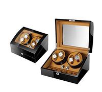 Watch Winder for Watches Automatic Wind Winder Box Luxury Wooden pour 4 Montres de Poignet + 6 boîtier de Rangement, 5 Modes de Rotation, Peinture de Piano, Moteur Silencieux, Lampe d'atmosphère