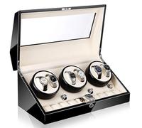 Watch Winder Remontoir de Montre Automatique 6 + 10,Moteur Super Silencieux avec rétro-éclairage LED,boîte de Remontoir de Montre,Peinture de Piano extérieur,5 Modes de Rotation Watch Winder