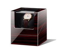 Watch Winder Single Watch Winder with 5 Rotation Mode Setting Luxury Mechanical Watch Storage Case Wood Shell Piano Quiet Watch Display Case with Motor and Dual Power Supply(Red Paint+White Velvet)