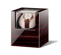 Watch Winder Single Watch Winder with 5 Rotation Mode Setting Luxury Mechanical Watch Storage Case Wood Shell Piano Quiet Watch Display Case with Motor and Dual Power Supply(Red Paint+White Velvet)