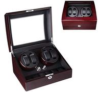 Watch Winders, Automatic/Watch Winder Box/avec 4 Positions d'éouvoile, 6 espaces de Stockage, 5 Modes, Peinture de Piano Black Gloss, Rouge + Noir