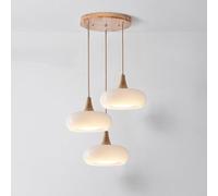 Watch Winders for Men and Women 3 Light Cluster Milk Glass Pendant Light Orange Glass Mid Century Chandelier Drum Lighting Fixture(White,30 * 28cm)