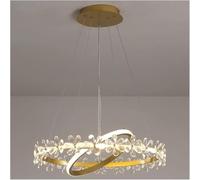 Watch Winders for Men and Women Ceiling Lights Contemporary Flower Pendant Light Crystal Flower Linked Chandelier 2 Rings Hanging Lamp Gold Ceiling Lamp