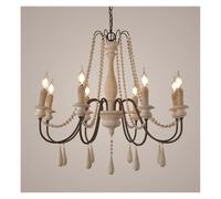Watch Winders for Men and Women Country ClassicalStyle Wooden Chandelier for Living Room Bedroom Aisle Pendant Lamp Retro Vintage Home Decor Lighting(White,Cold White_8 Heads)
