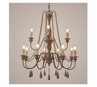 Watch Winders for Men and Women Country ClassicalStyle Wooden Chandelier for Living Room Bedroom Aisle Pendant Lamp Retro Vintage Home Decor Lighting(Gray,Warm White_12 Heads)