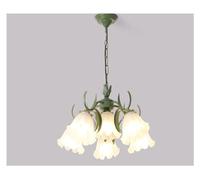 Watch Winders for Men and Women Garden Green Flower Ceiling Chandelier Living Room Bedroom Flower Lamp Romantic Dining Room Iron Chandelier(6 Heads)